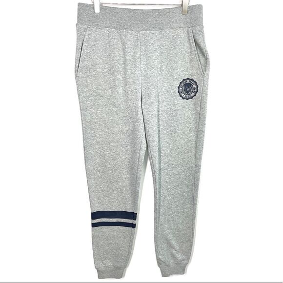 True Religion Pants - True Religion Heathered Gray Collegiate Crest Slim Jogger Large